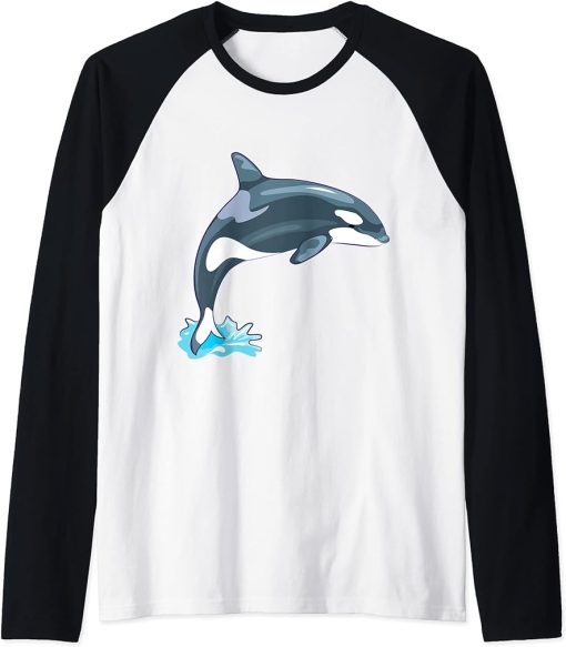 Killer Whale Lover Gifts Women"s Orca Killer whale Men"s Raglan Baseball Tee