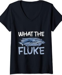 Womens What The Fluke Whale Watching ceatacean whale V-Neck T-Shirt