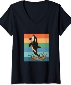 Womens Retro Orca V-Neck T-Shirt