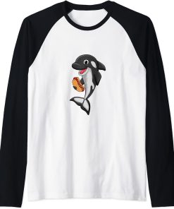 Hotdog Food Love Killer Whale Orca Lover Animal Womens Raglan Baseball Tee