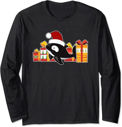 Baby Orca with Presents - Cute Orca Christmas Long Sleeve T-Shirt