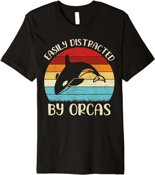 Vintage Orca Animal Lover Easily Distracted By Orcas Premium T-Shirt