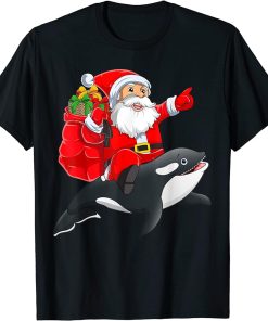 Funny Orca Lover Santa Riding Orca Christmas T-Shirt